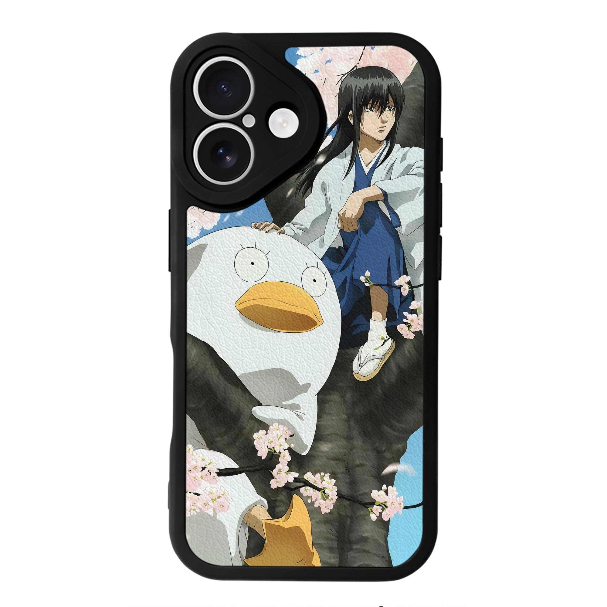 （画像用） ぎんたま 坂田銀時（さかたぎんとき） 神楽 志村新八（しむら しんぱち） GINTAMA Sakata Gintoki Kagura Shimura Shinpachi 【iPhone 16シリーズ対応】シリコンスマホケース（レザー調） 材質：シリコン